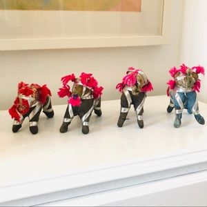 4 small vintage handmade Indian cloth elephants